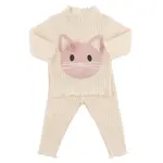 Oh Baby! Oh Baby Kitty Face Lettuce Edge Mockneck L/S 2pc Set
