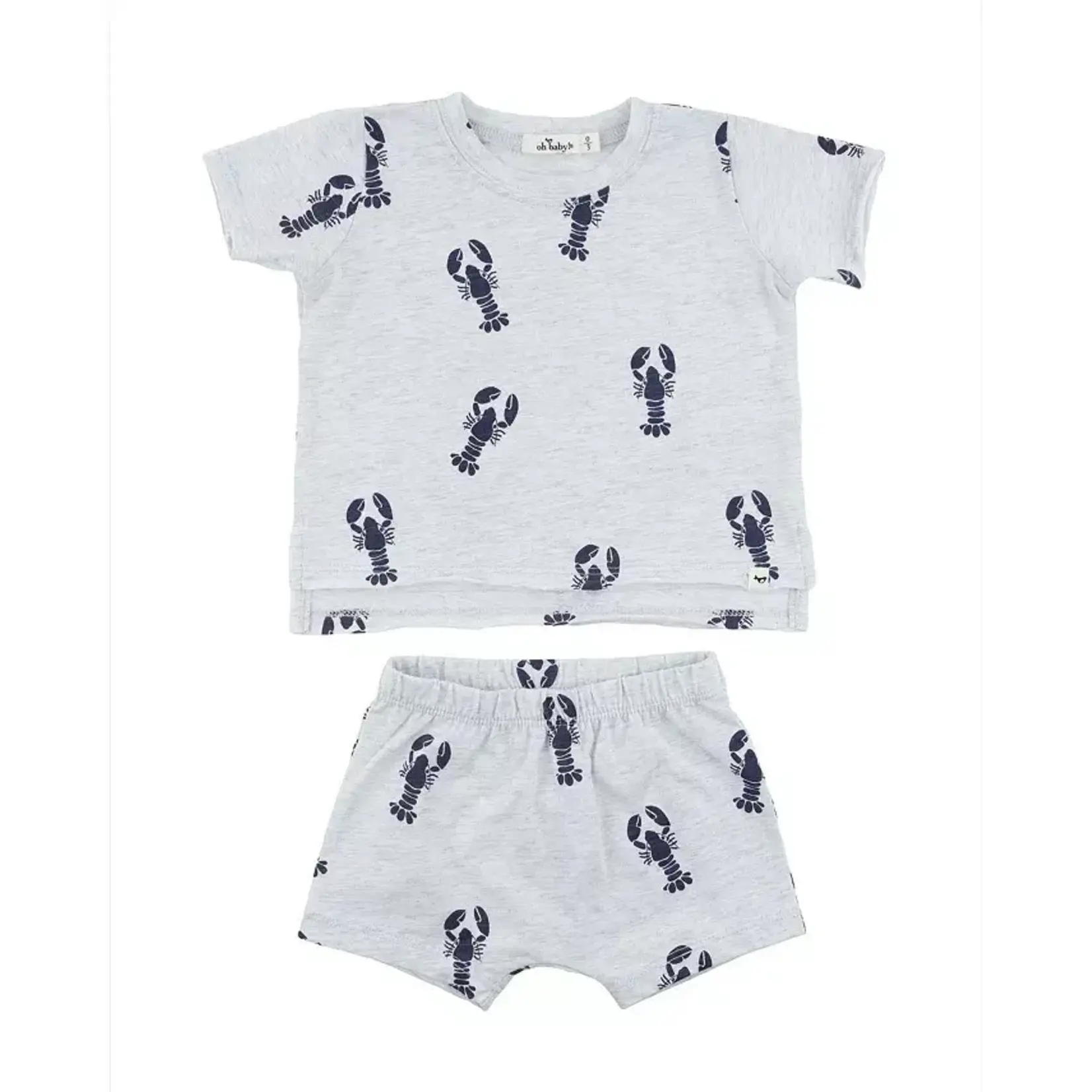 Oh Baby! Oh Baby Heater Gray Lobsters Raw Edge Short Set