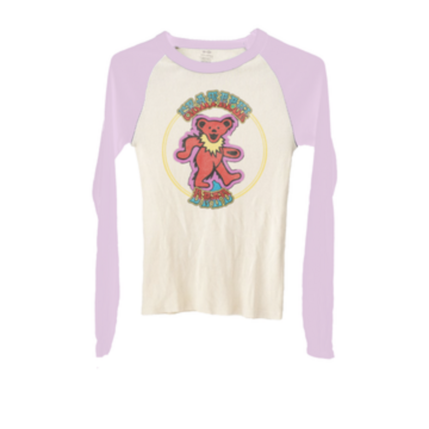 Rowdy Sprout Rowdy Sprout Vintage White/Pink Grateful Dead Bear Girls Rib Raglan L/S Top