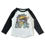 Rowdy Sprout Rowdy Sprout Vintage White/Black ACDC About To Rock Recycled Raglan Tee