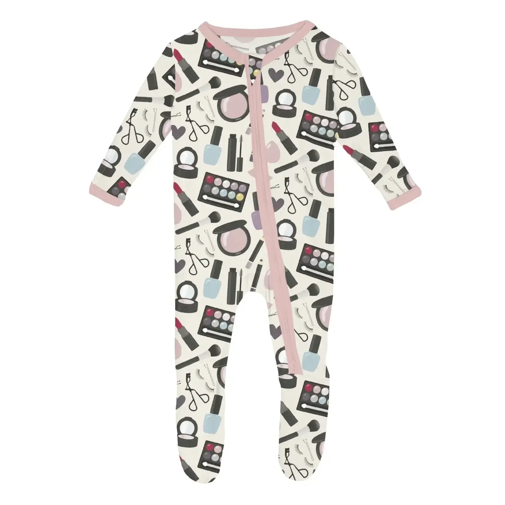 KicKee Pants Kickee Pants Mama's Makeup Print Footie with 2 Way Zipper