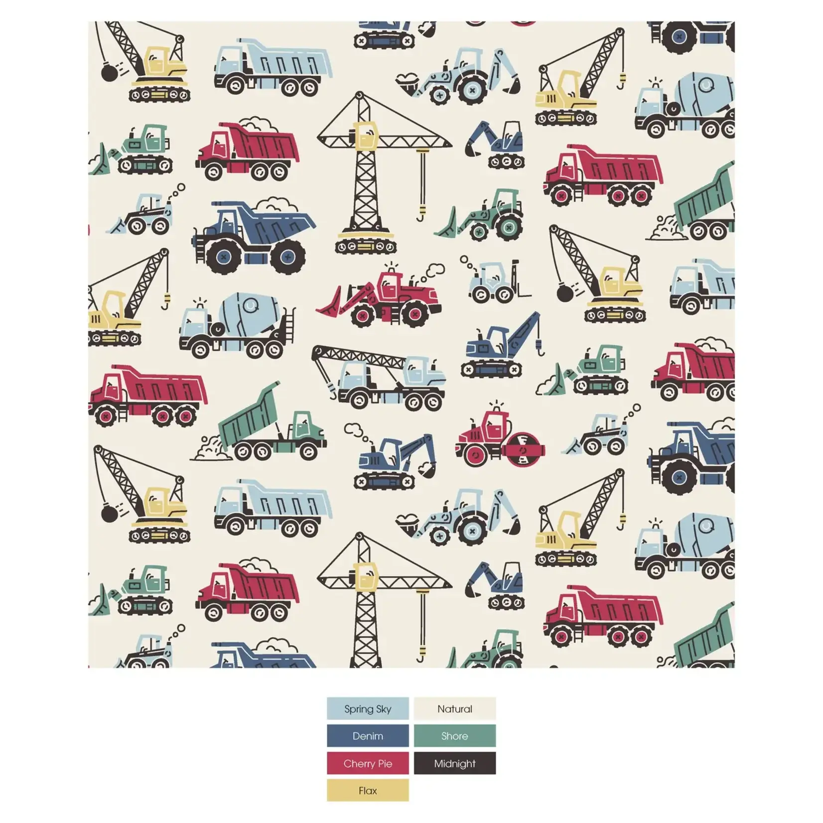 KicKee Pants Kickee Pants Natural Construction Trucks Print Footie with 2 Way Zipper