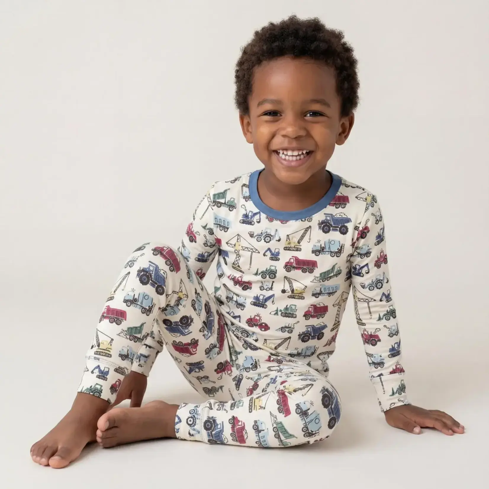 KicKee Pants Kickee Pants Natural Construction Trucks Print Long Sleeve Pajama Set