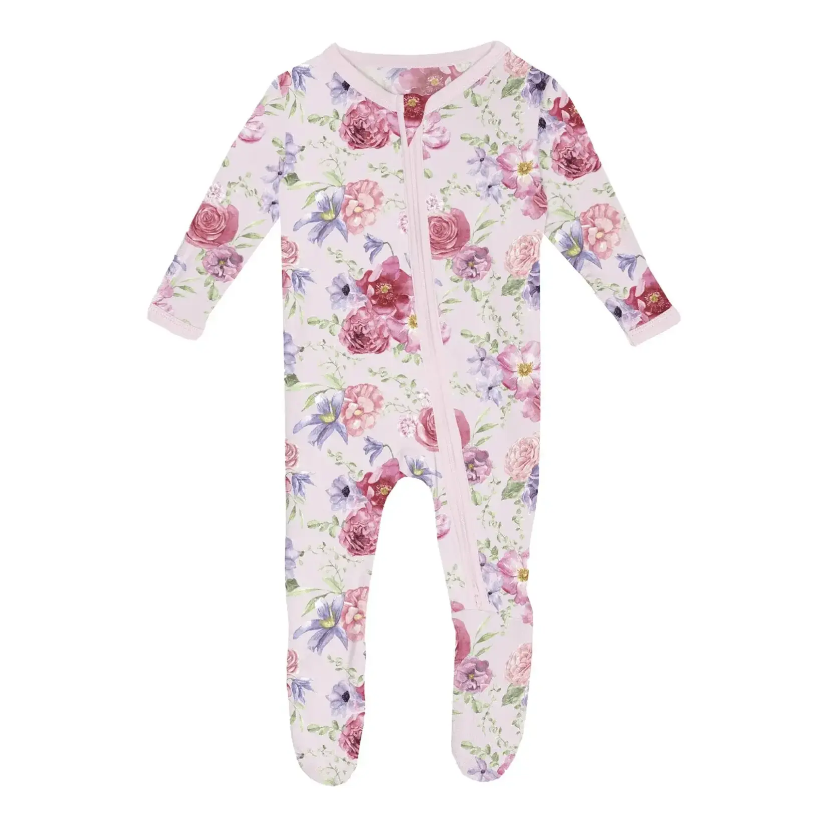 KicKee Pants Kickee Pants Shrinking Violet Dreamy Floral Print Footie with 2 Way Zipper