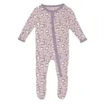 KicKee Pants Kickee Pants Baby Rose Cheetah Print Footie with 2 Way Zipper