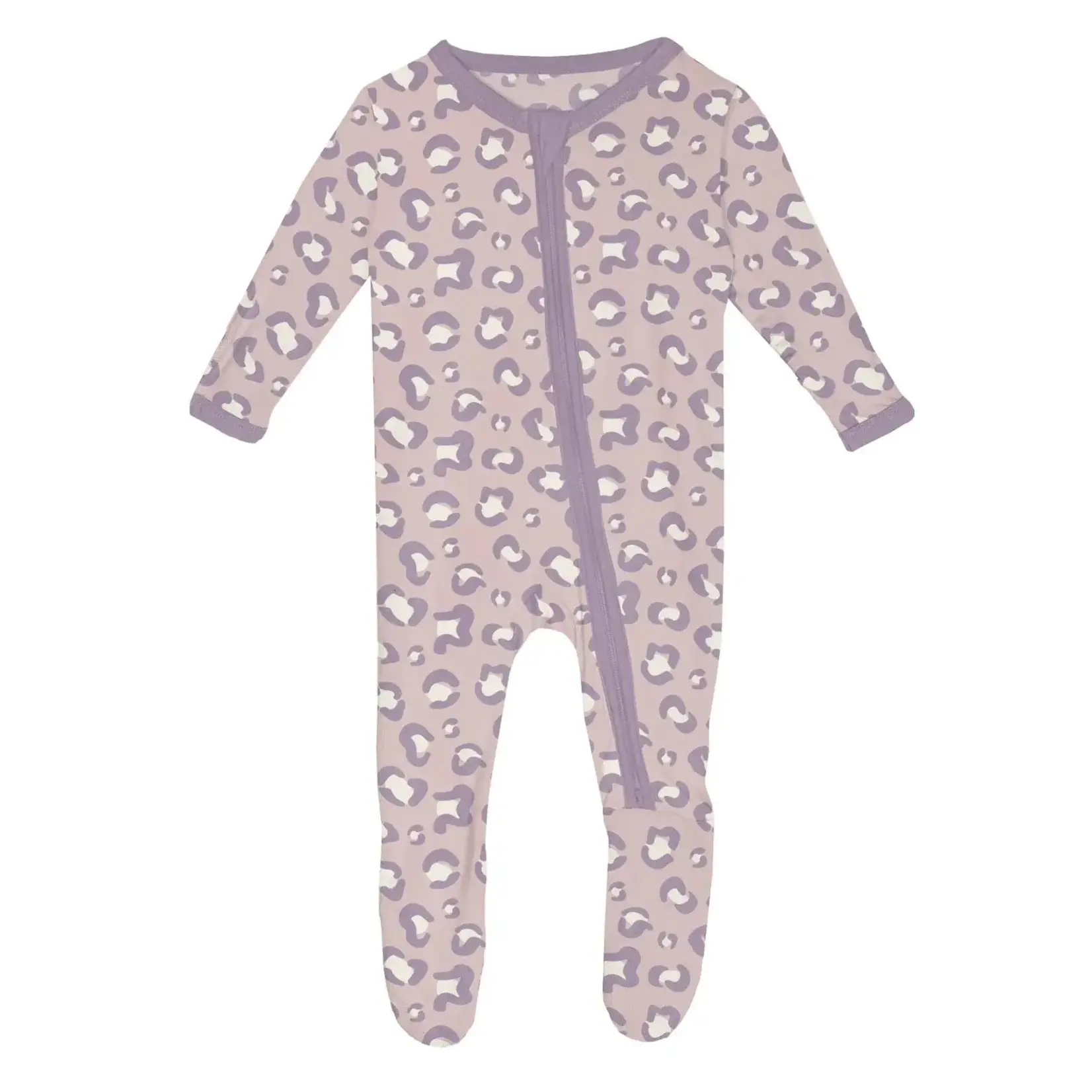 KicKee Pants Kickee Pants Baby Rose Cheetah Print Footie with 2 Way Zipper