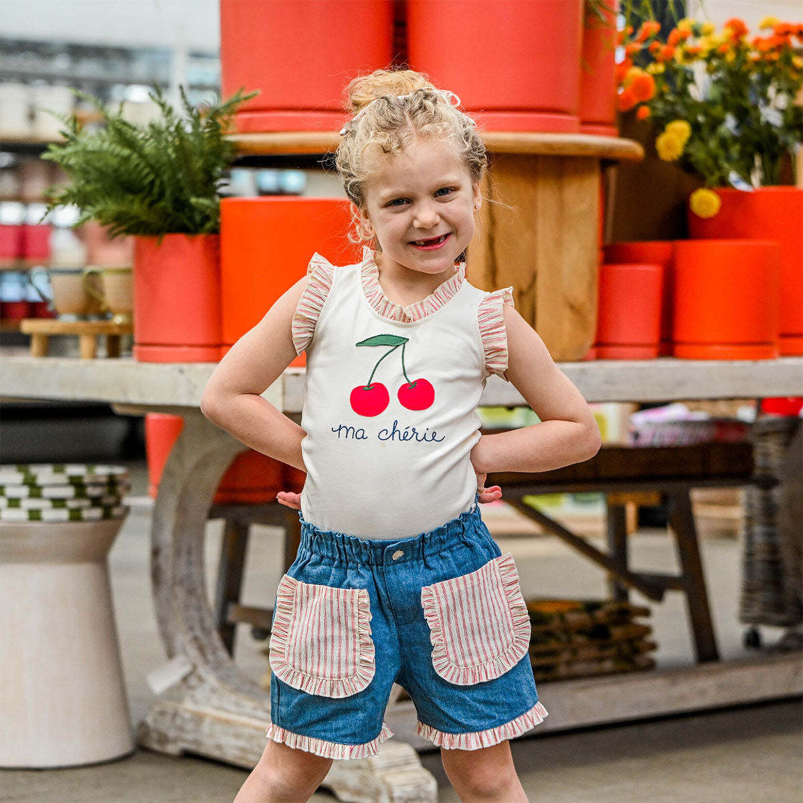 Oh Baby! Oh Baby Medium Wash Denim Libby Ruffle Short