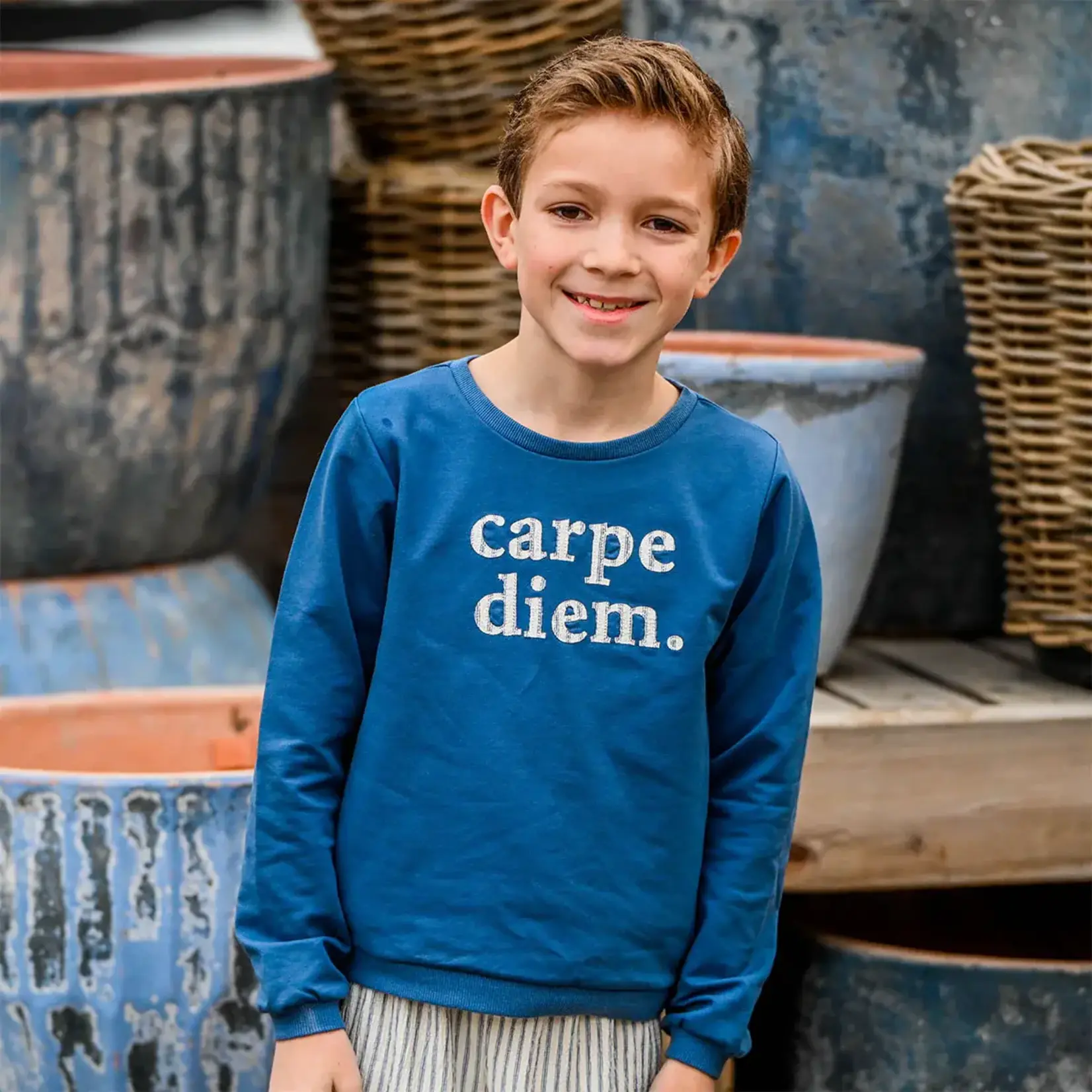 Oh Baby! Oh Baby French Blue Carpe Diem Brooklyn Boxy Sweatshirt