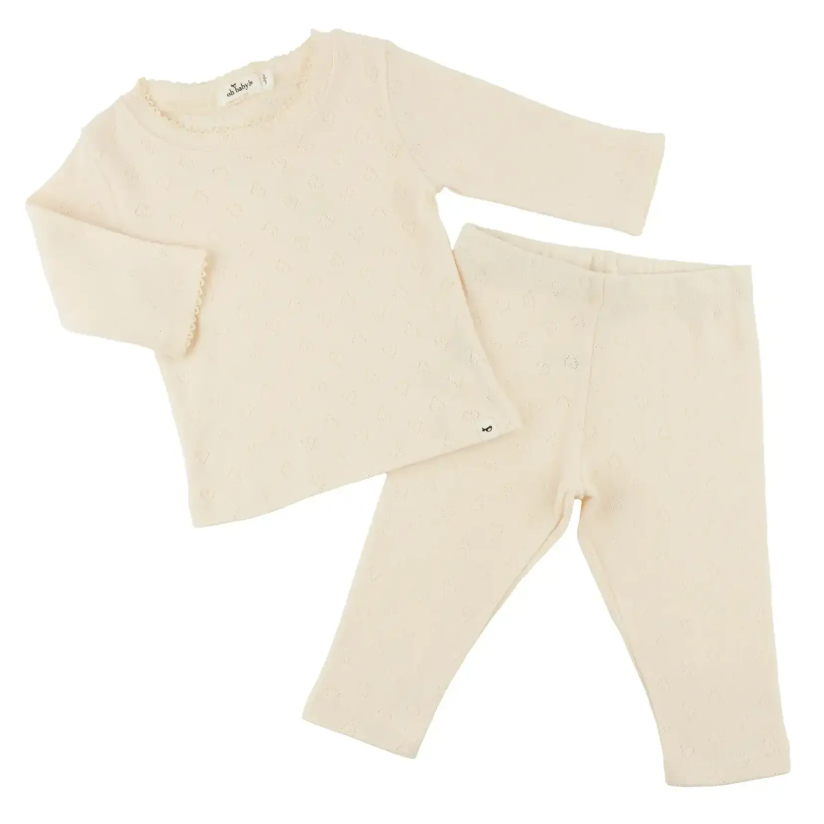 Oh Baby! Oh Baby Natural Hearts Pointelle Pico edge 2 Piece Set