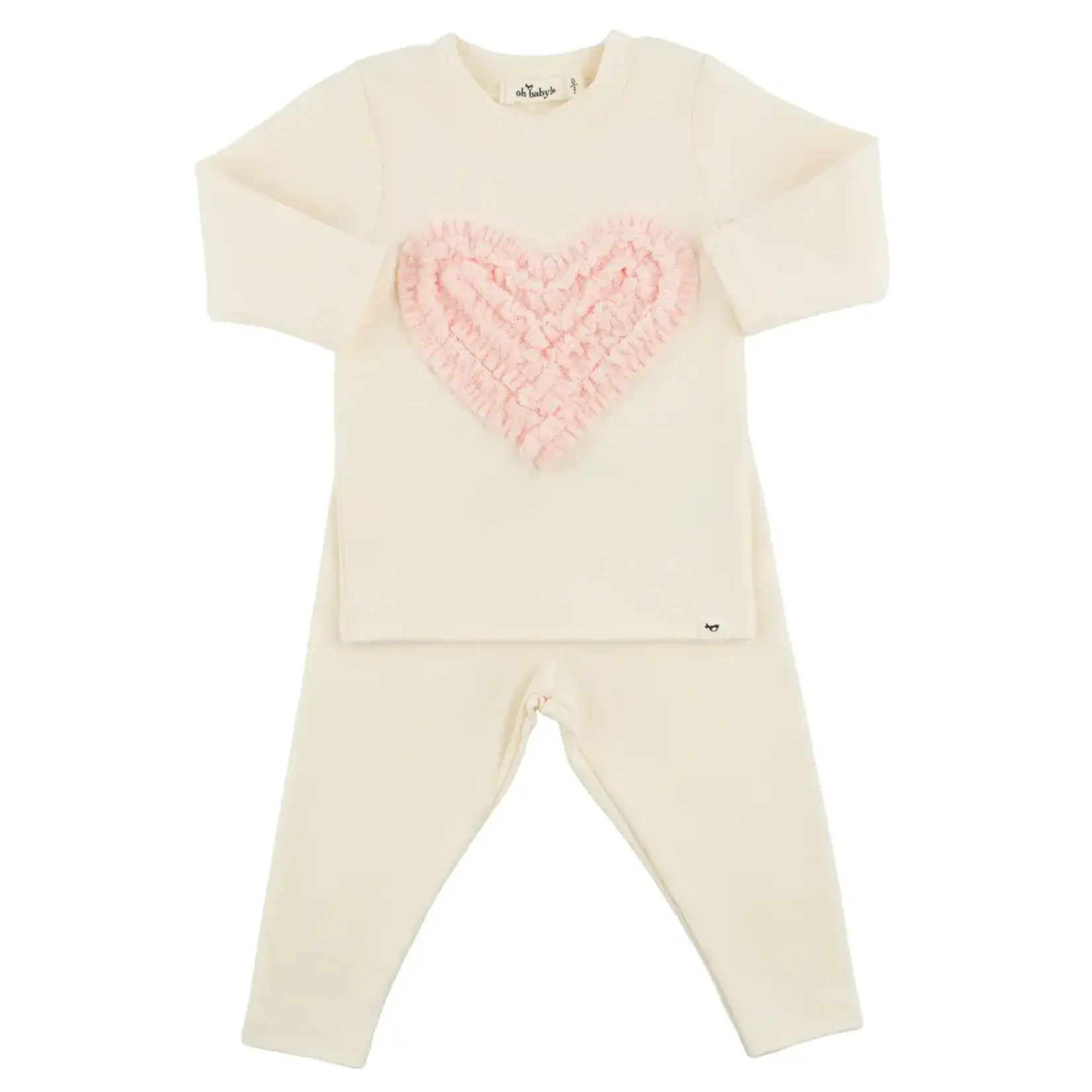 Oh Baby! Oh Baby Milk Terry Ruffle Heart 2 piece Set