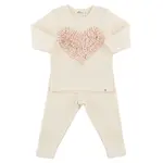 Oh Baby! Oh Baby Natural Stripe Ruffle Heart 2 Piece Set