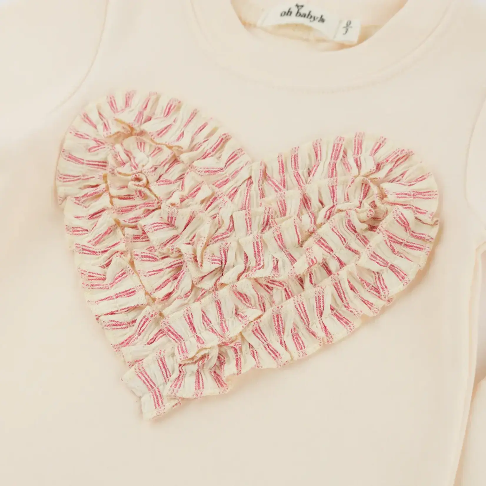 Oh Baby! Oh Baby Natural Stripe Ruffle Heart 2 Piece Set