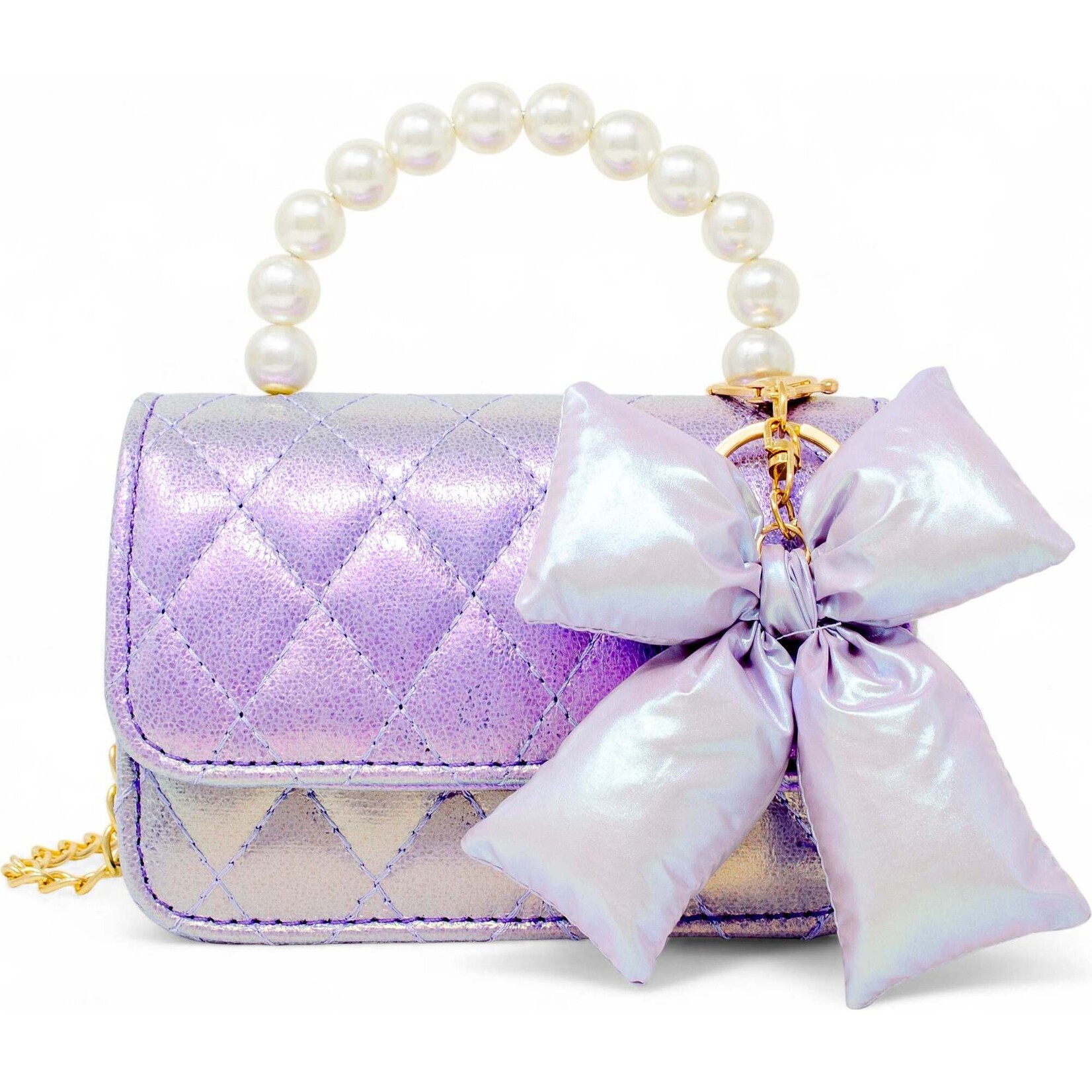 Zomi Gems Zomi Gems Shiny Quilted Fluffy Bow Handbag