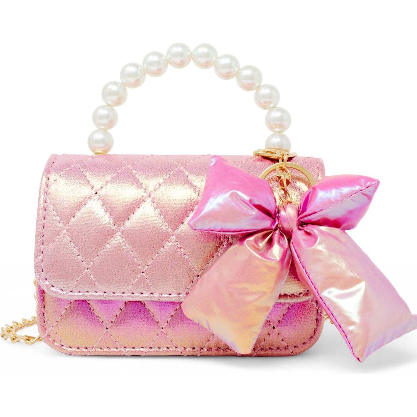 Zomi Gems Zomi Gems Shiny Quilted Fluffy Bow Handbag