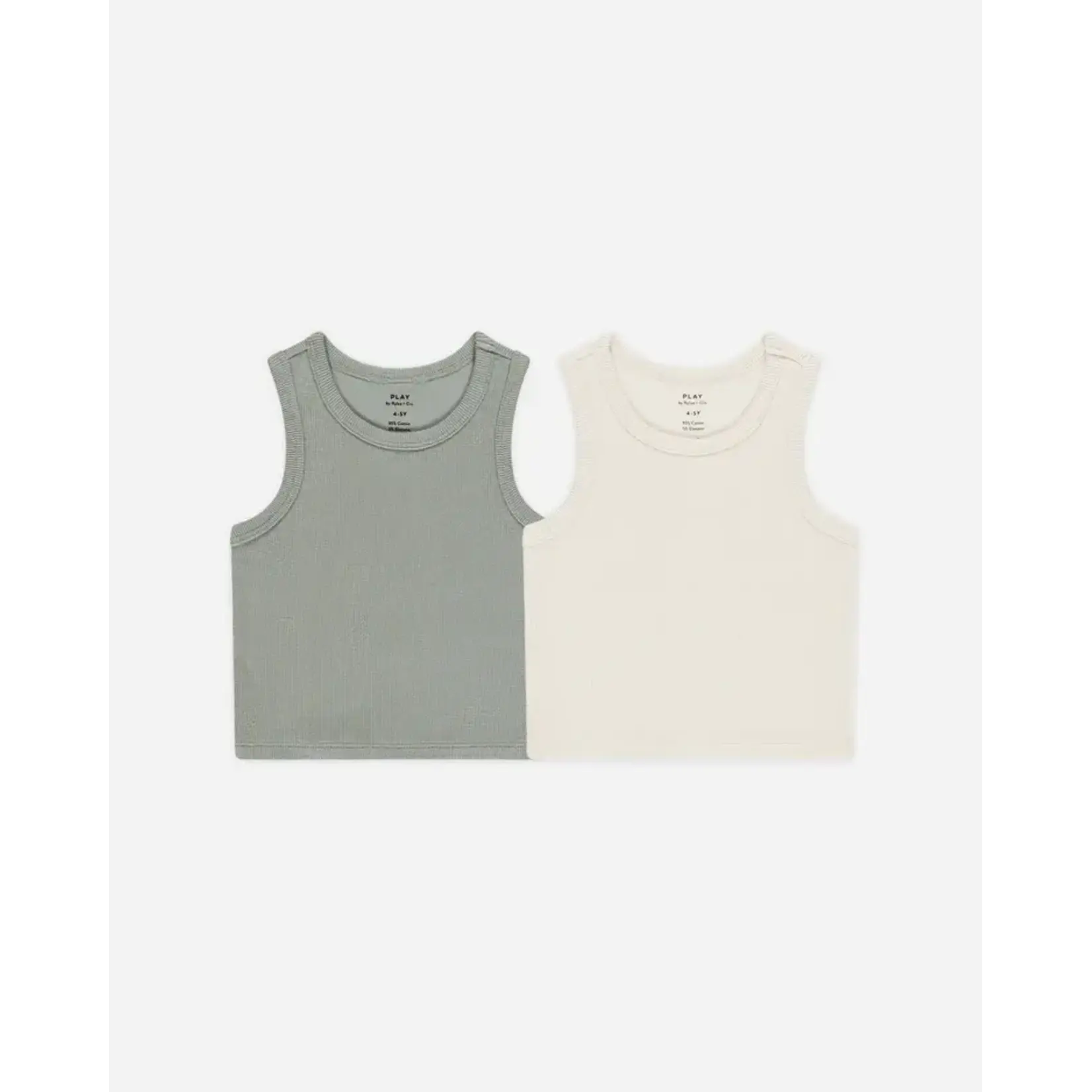 Rylee + Cru Rylee + Cru Marine Ditsy Tiered Mini Skirt And Ivory/Seafoam Tank Set