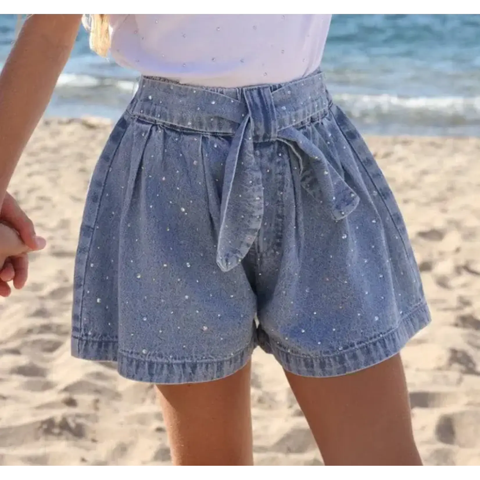 Lola & The Boys Lola & The Boys Sparkle Bow Denim Short