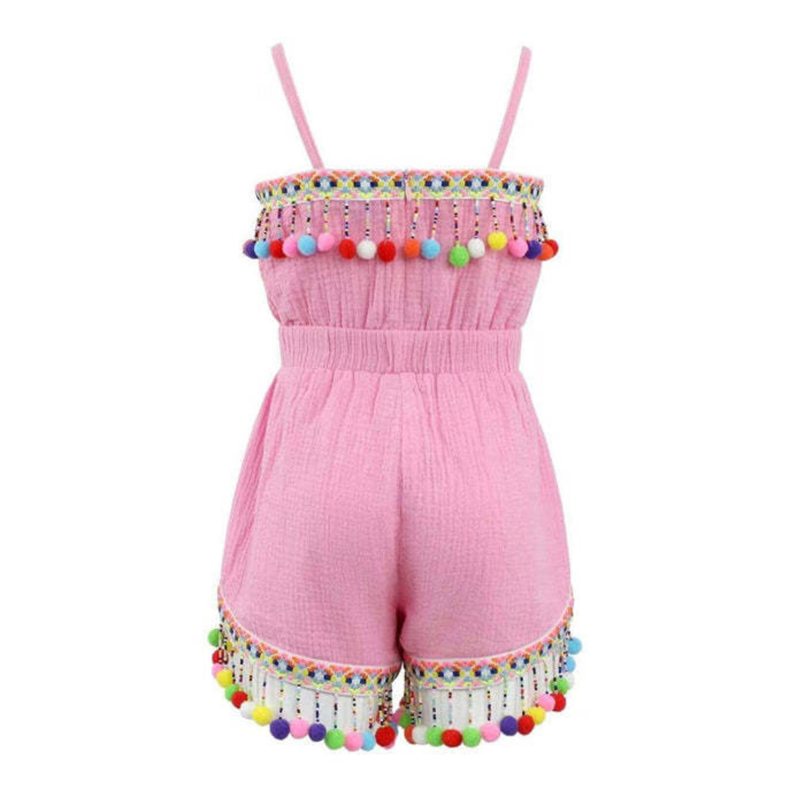 Lola & The Boys Lola & The Boys Pink Rainbow Pom Pom Romper