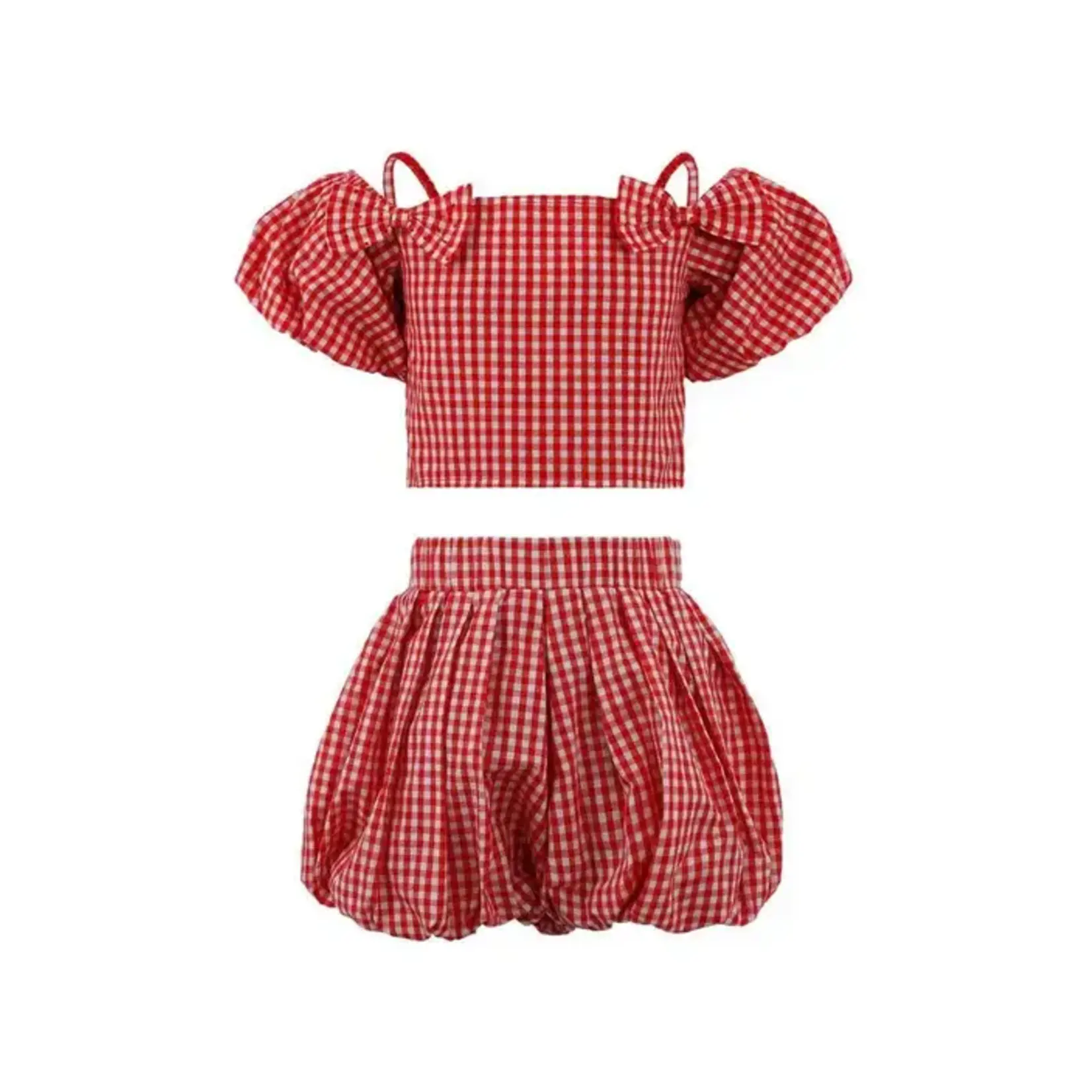 Lola & The Boys Lola & The Boys Plaid Bow Bubble Skort Set