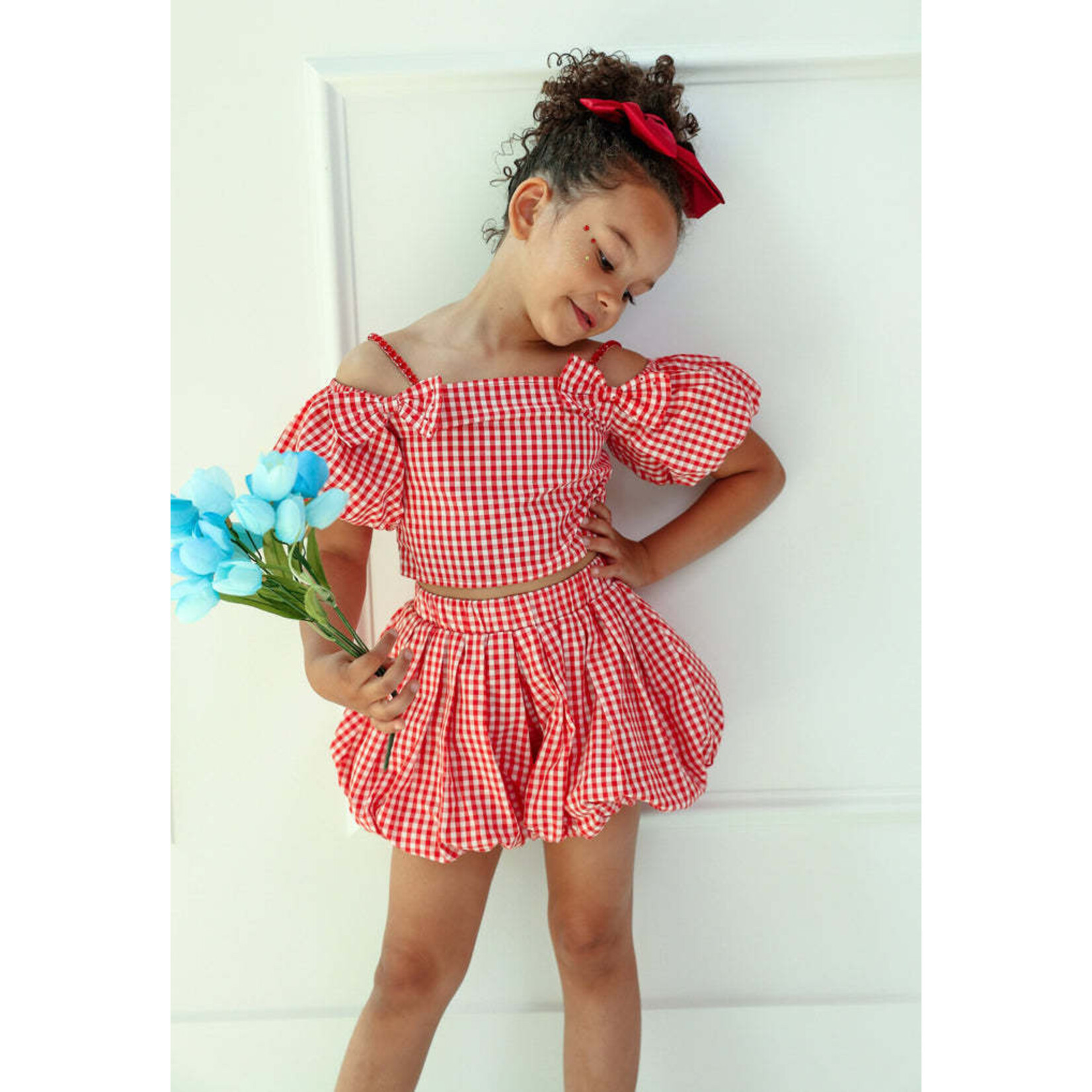 Lola & The Boys Lola & The Boys Plaid Bow Bubble Skort Set
