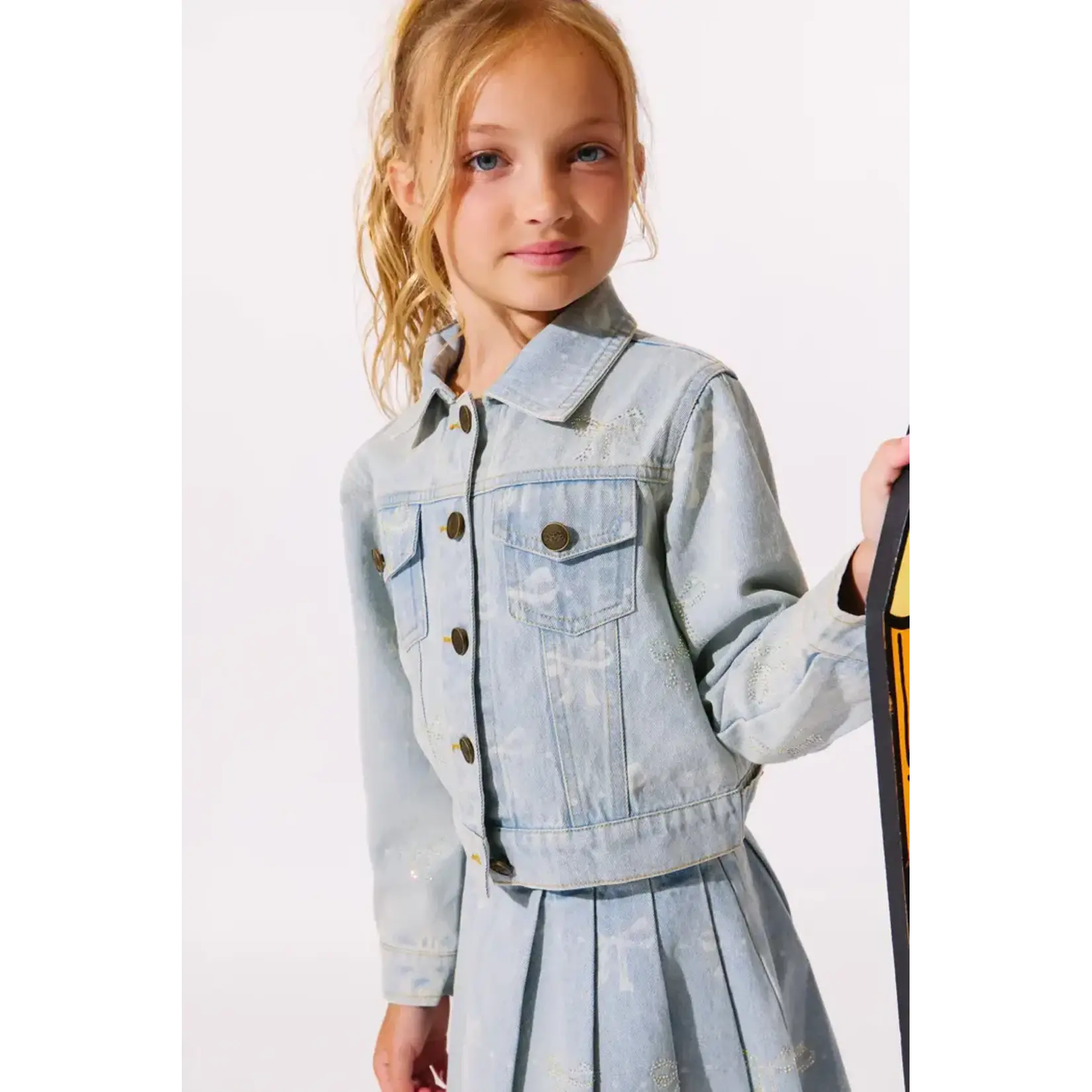 Lola & The Boys Lola & The Boys Sparkle Bows Denim Jacket