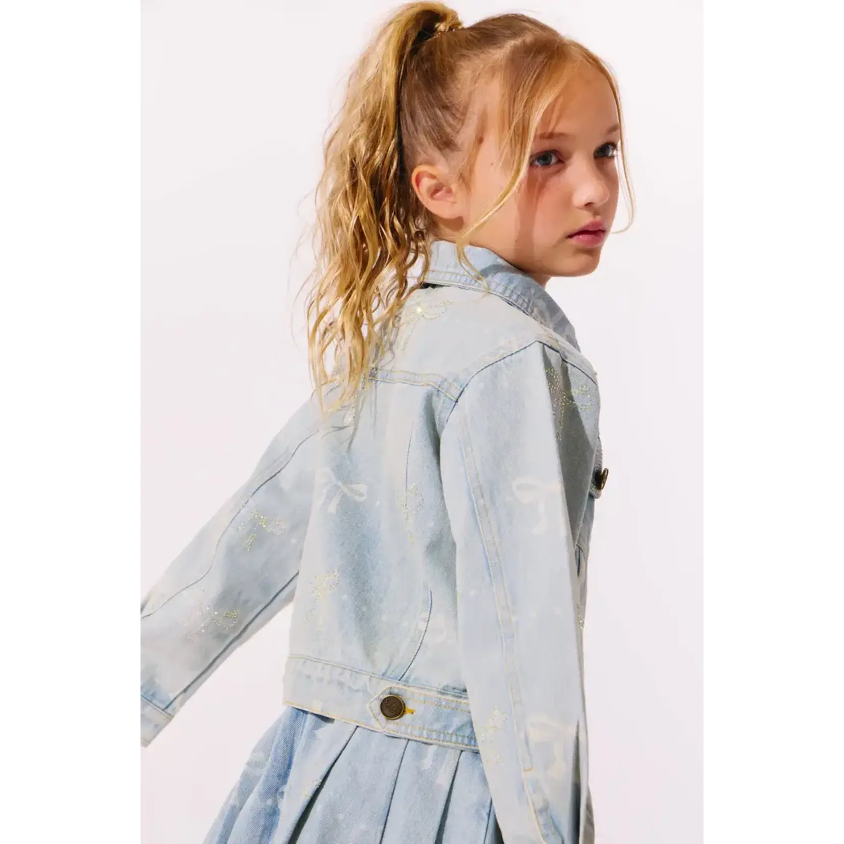 Lola & The Boys Lola & The Boys Sparkle Bows Denim Jacket