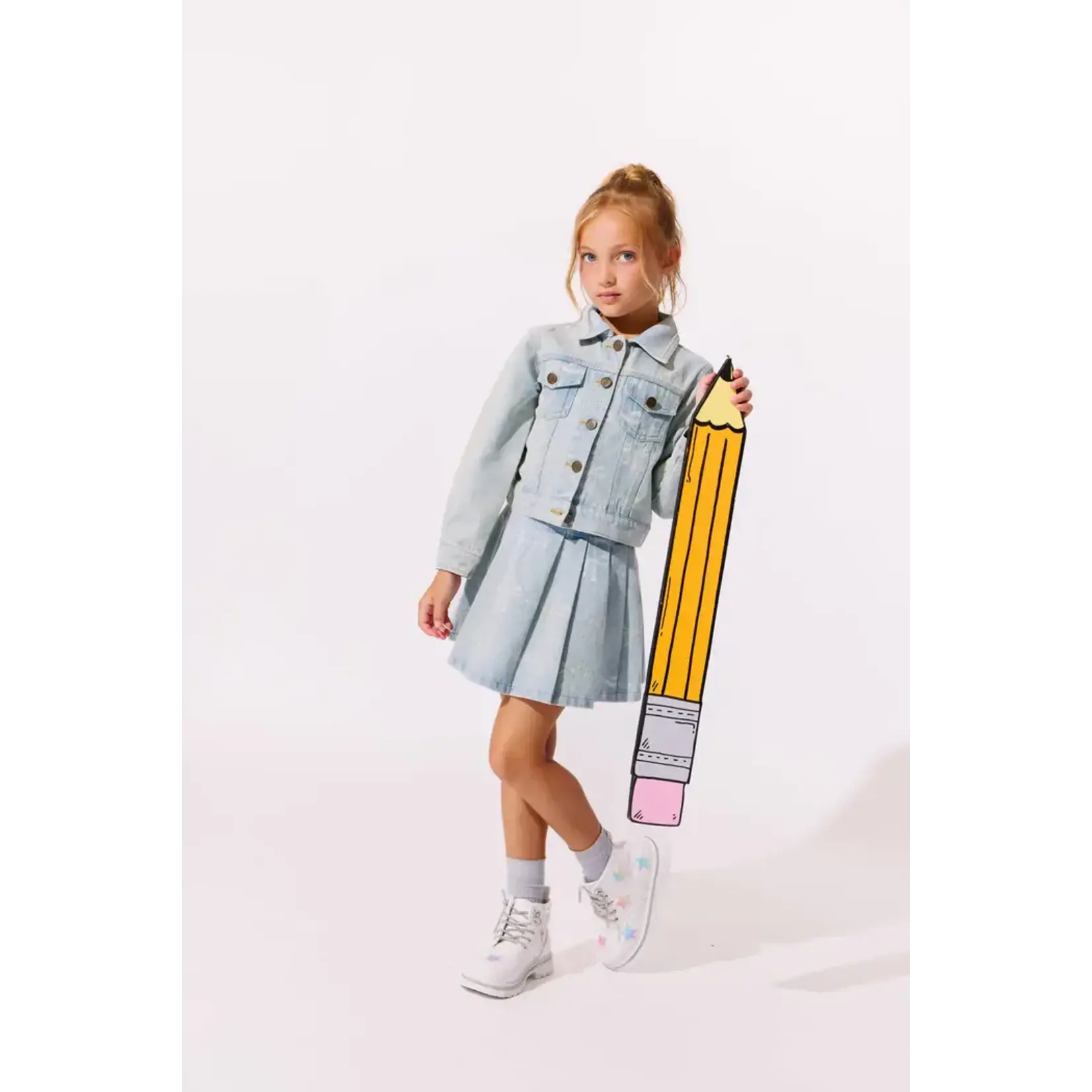 Lola & The Boys Lola & The Boys Sparkle Bows Denim Jacket