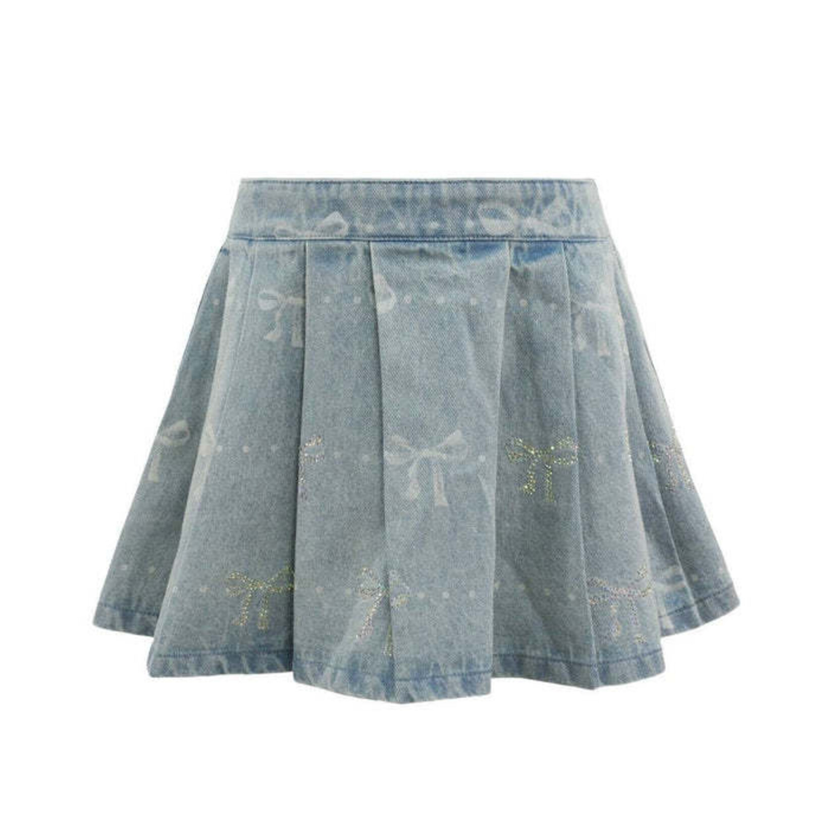 Lola & The Boys Lola & The Boys Sparkle Bows Denim Skirt