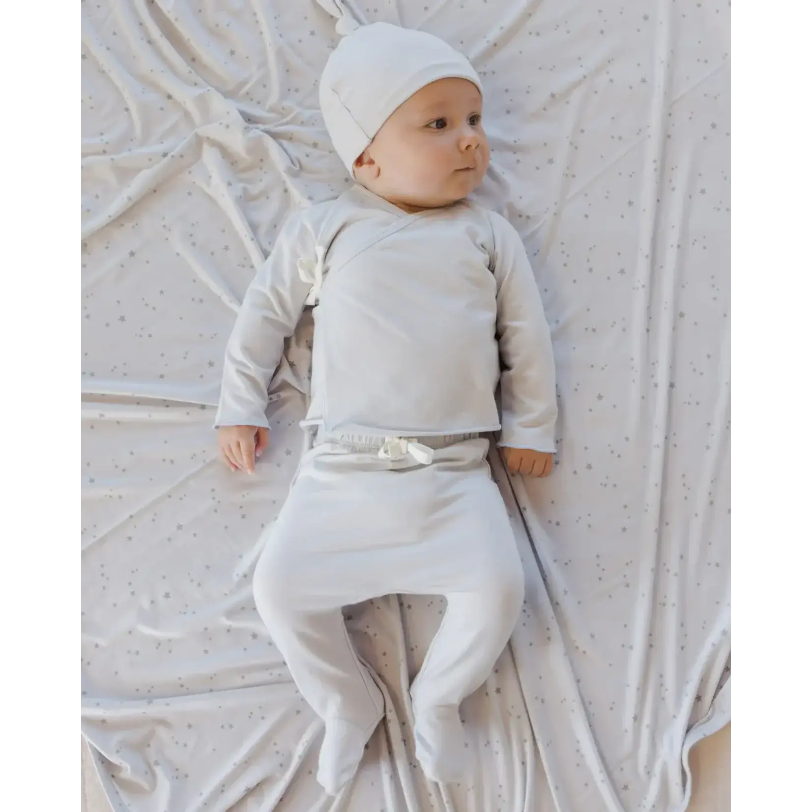 Quincy Mae Quincy Mae Wrap Top + Footed Pant Set