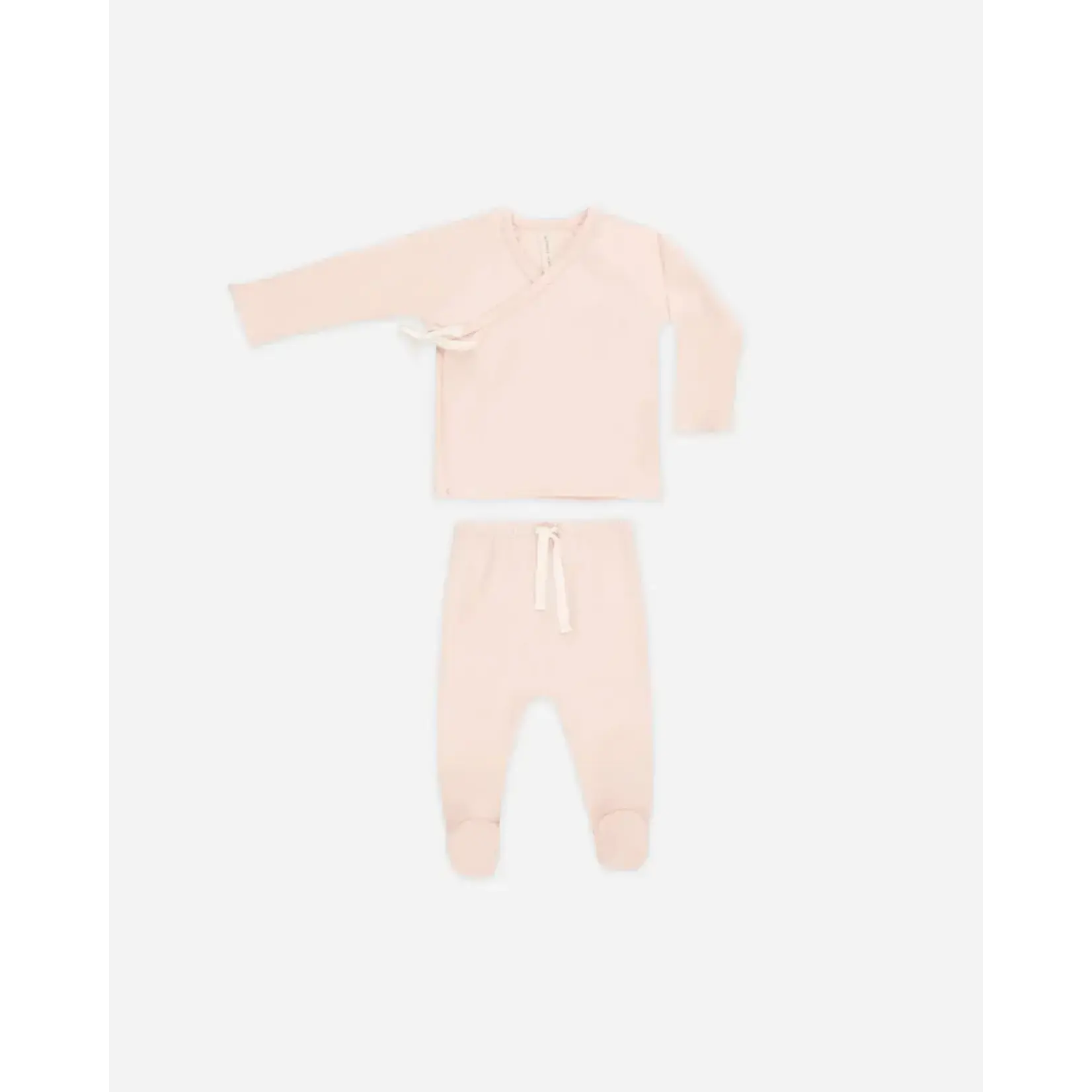 Quincy Mae Quincy Mae Wrap Top + Footed Pant Set