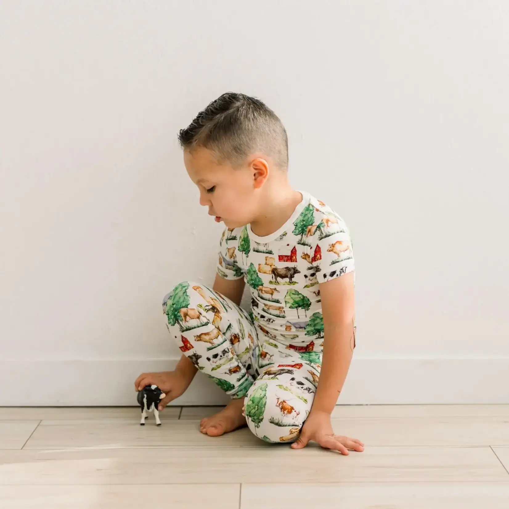 KicKee Pants Kickee Natural Grazing Cows Print Short Sleeve Pajama Set