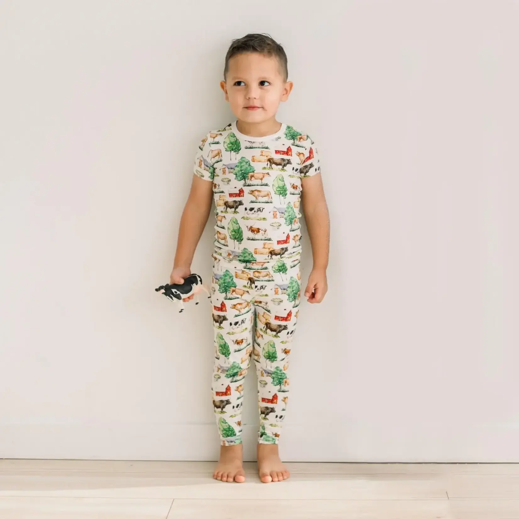 KicKee Pants Kickee Natural Grazing Cows Print Short Sleeve Pajama Set