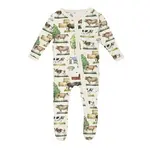 KicKee Pants Kickee Pants Natural Grazing Cows Print Footie with 2 Way Zipper