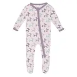 KicKee Pants Kickee Pants Shrinking Violet Balloon Dogs Print Footie with 2 Way Zipper