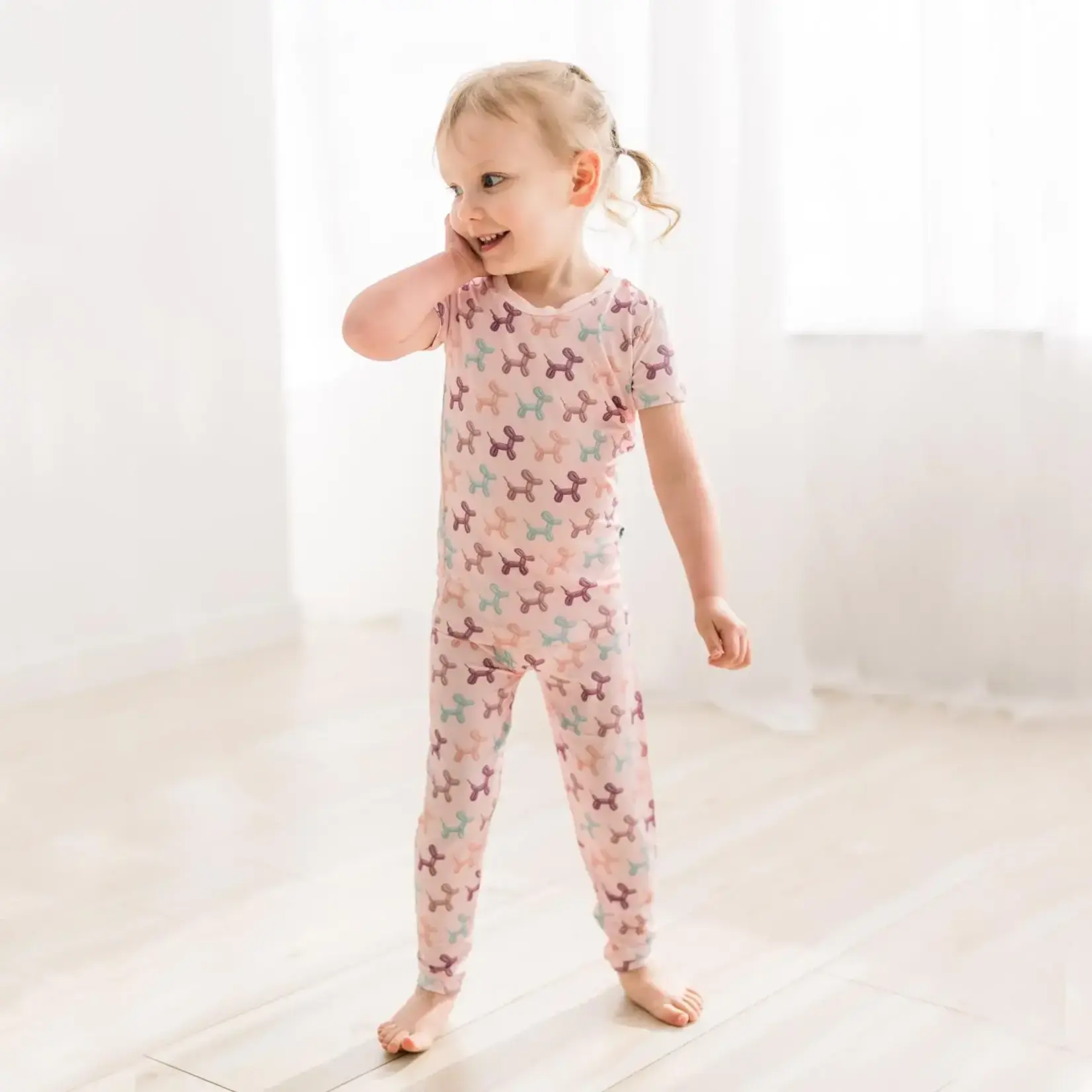 KicKee Pants Kickee Pants Shrinking Violet Balloon Dogs Print Short Sleeve Pajama Set