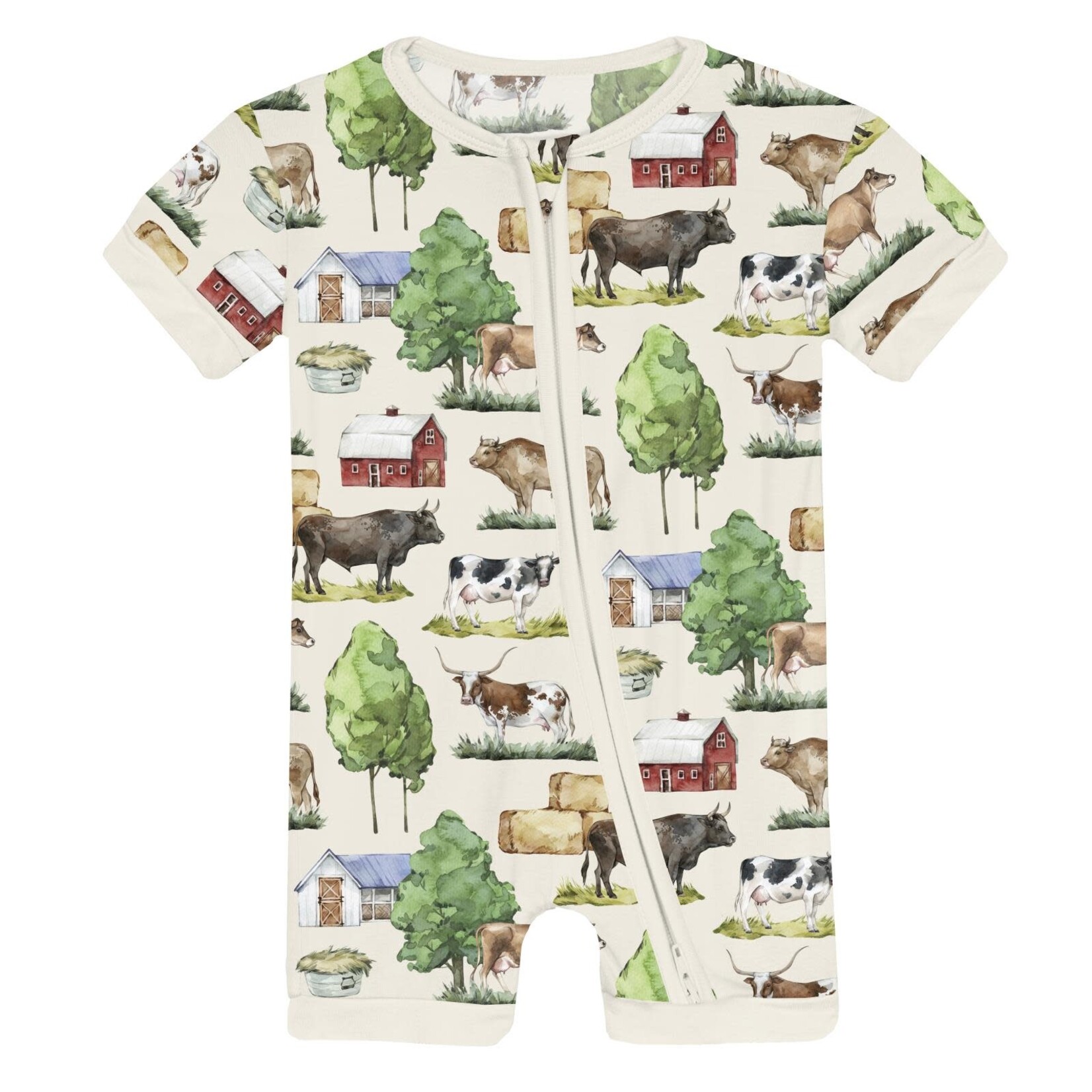 KicKee Pants Kickee Pants Natural Grazing Cows Print Shorty Sleeper with Zipper