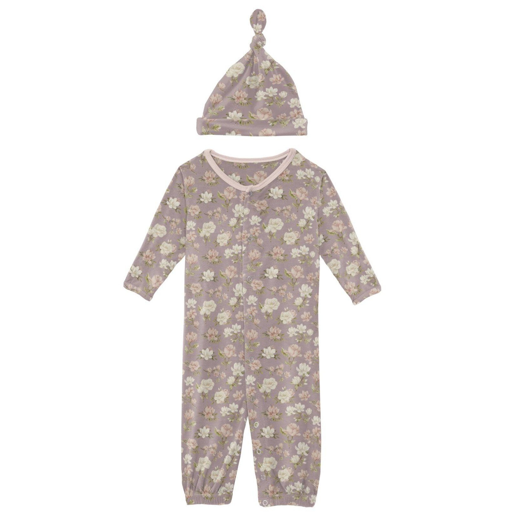 KicKee Pants Kickee Pants Layette Gown Converter & Single Knot Hat Set