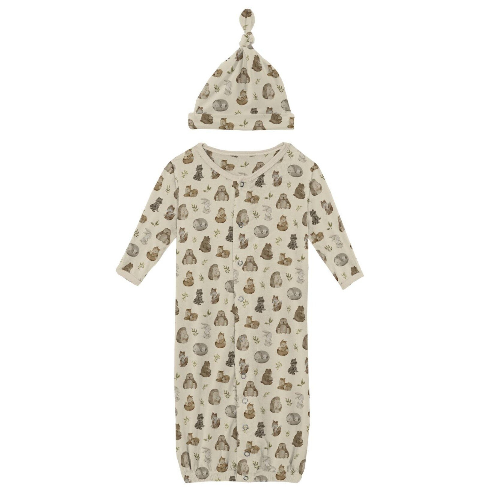 KicKee Pants Kickee Pants Layette Gown Converter & Single Knot Hat Set