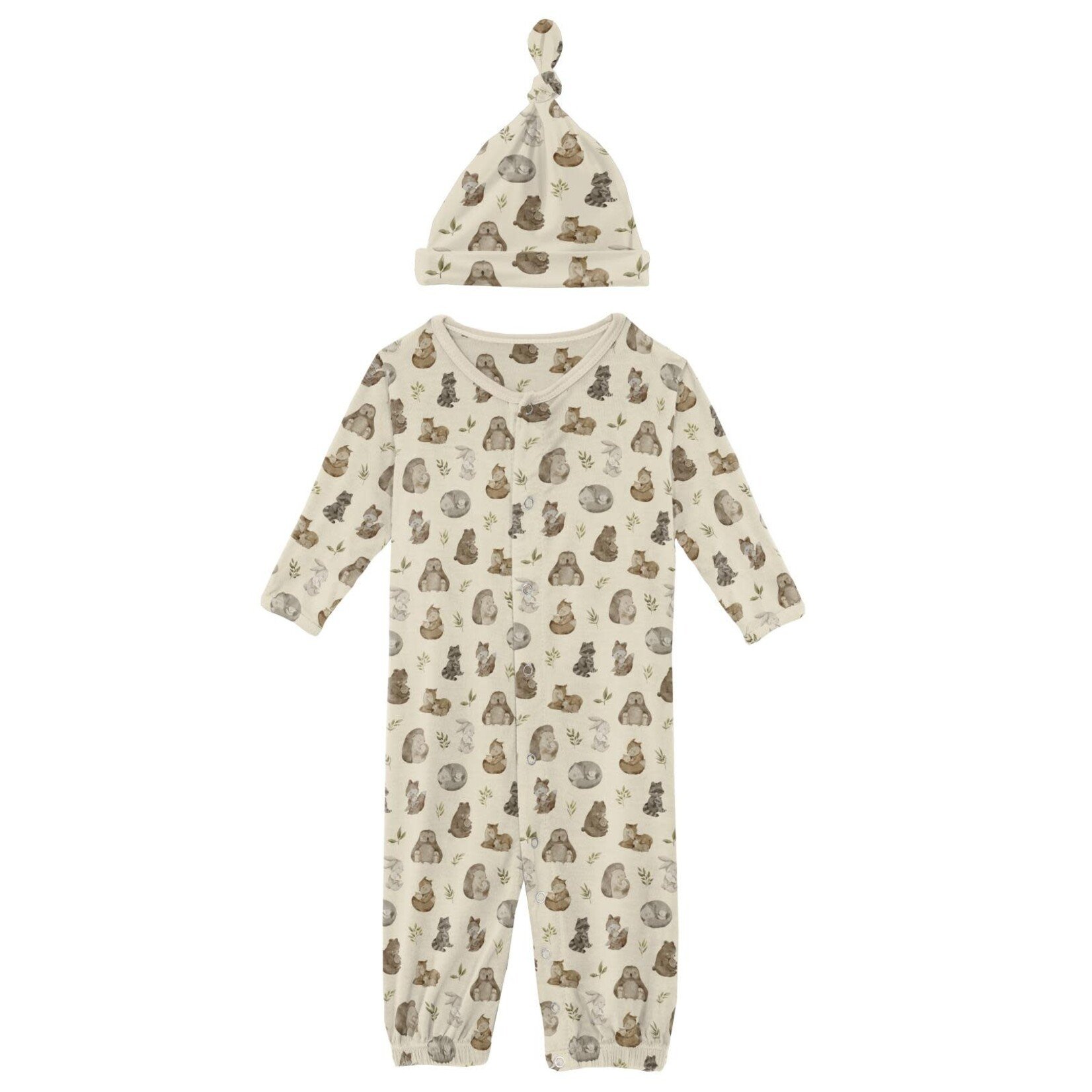 KicKee Pants Kickee Pants Layette Gown Converter & Single Knot Hat Set