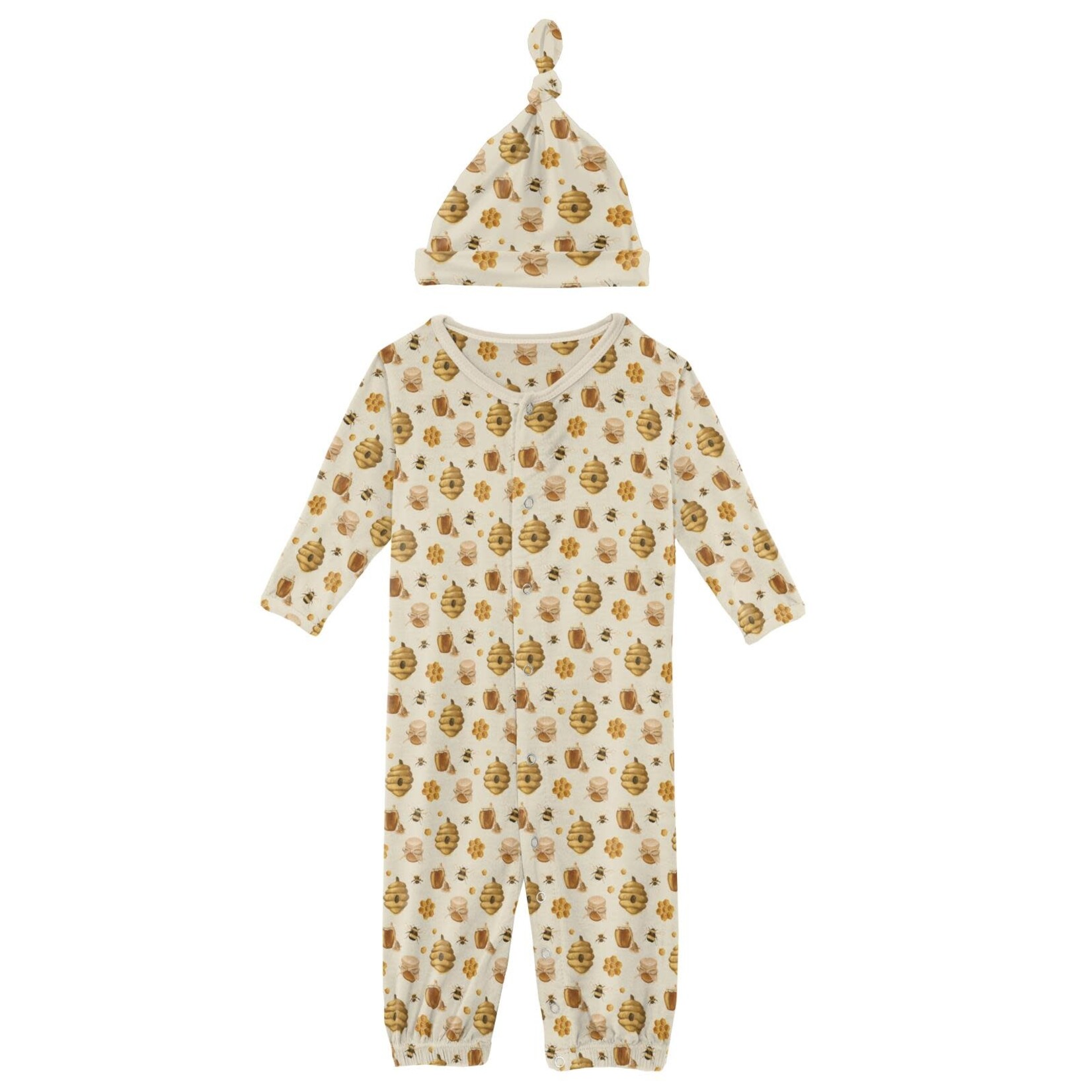 KicKee Pants Kickee Pants Layette Gown Converter & Single Knot Hat Set