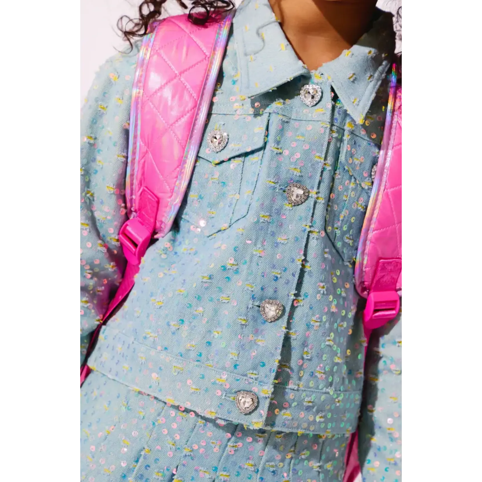 Lola & The Boys Lola & The Boys Confetti Denim Sequin Jacket