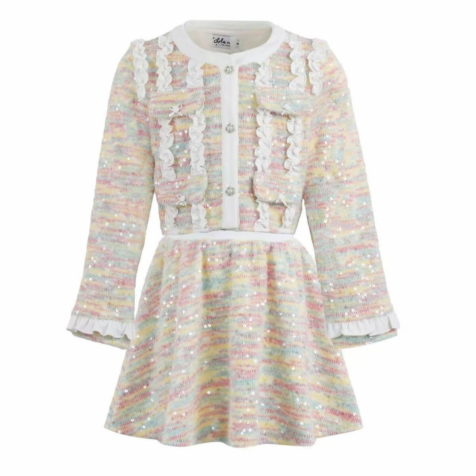 Lola & The Boys Lola & The Boys Rainbow Knit Skirt Set