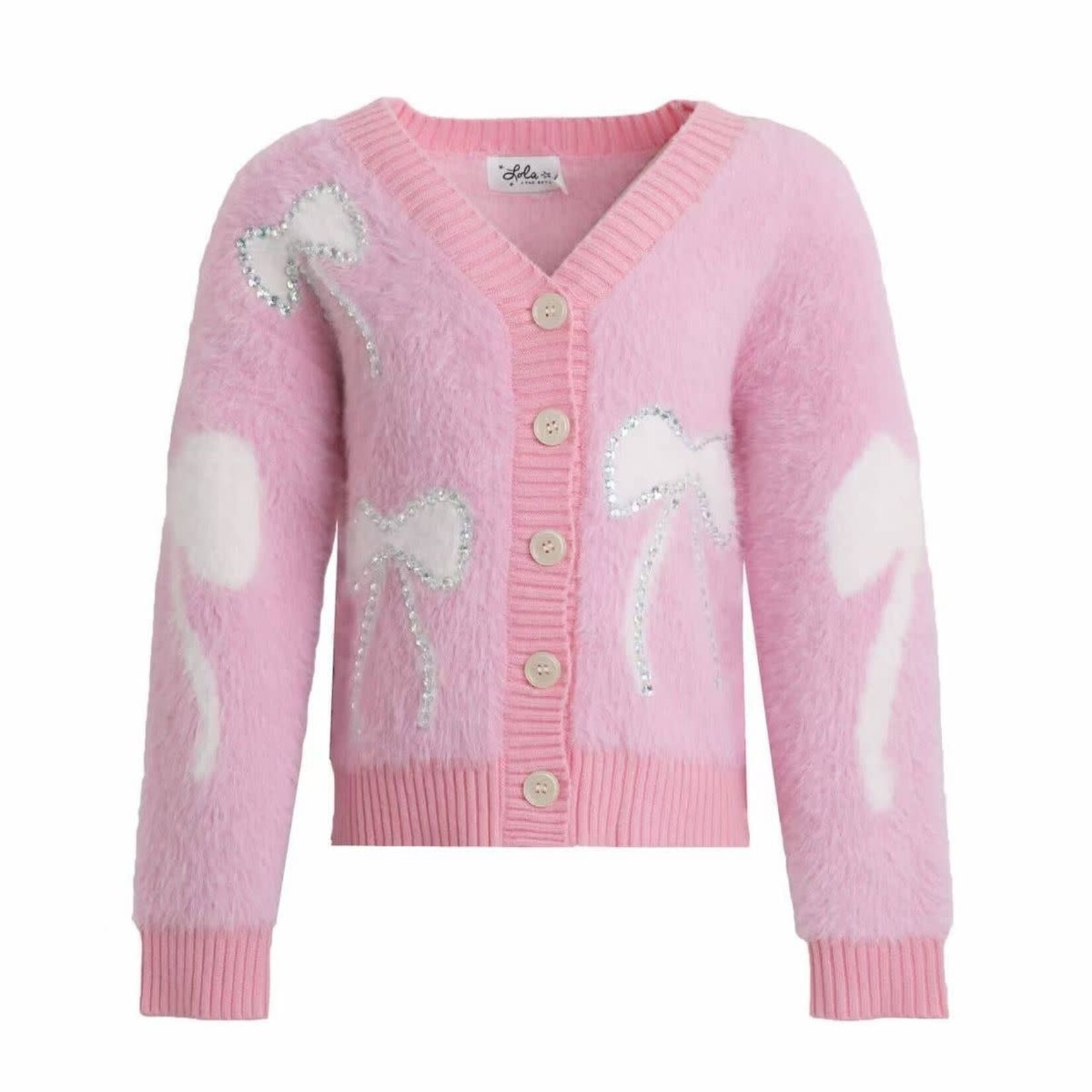 Lola & The Boys Lola & The Boys Fuzzy Bow Cardigan