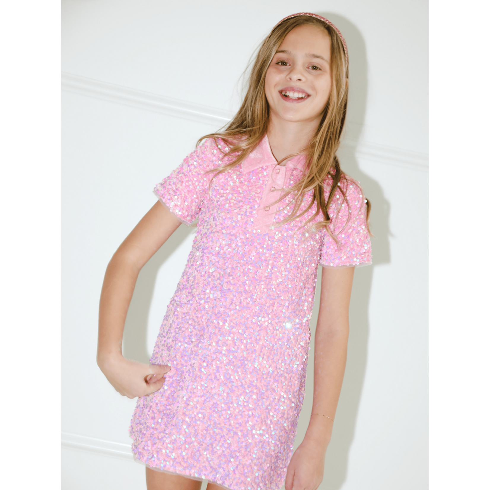 Lola & The Boys Lola & The Boys Preppy Soft Sequin Dress
