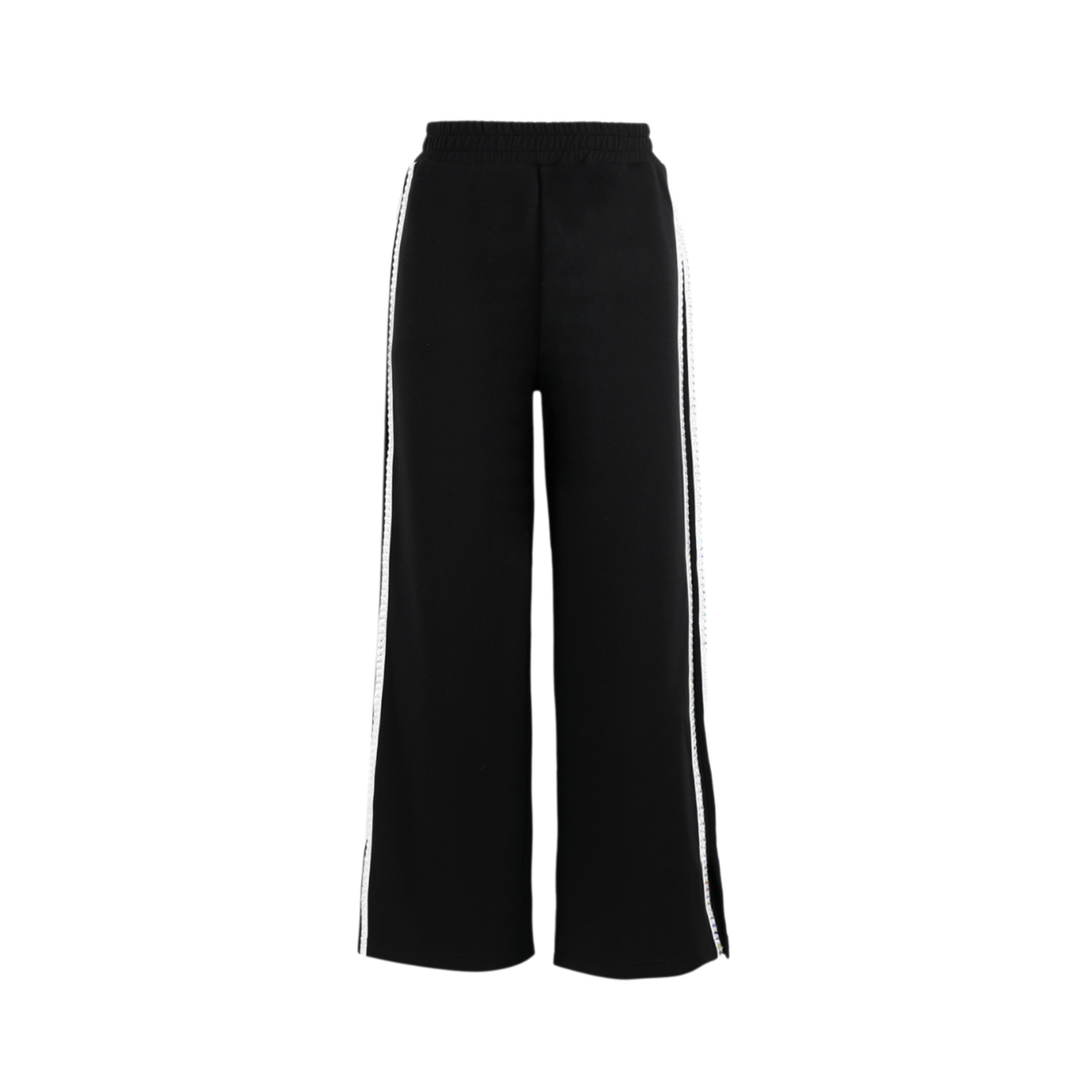 Lola & The Boys Lola & The Boys Black Gem Trim Wide Leg Track Pants