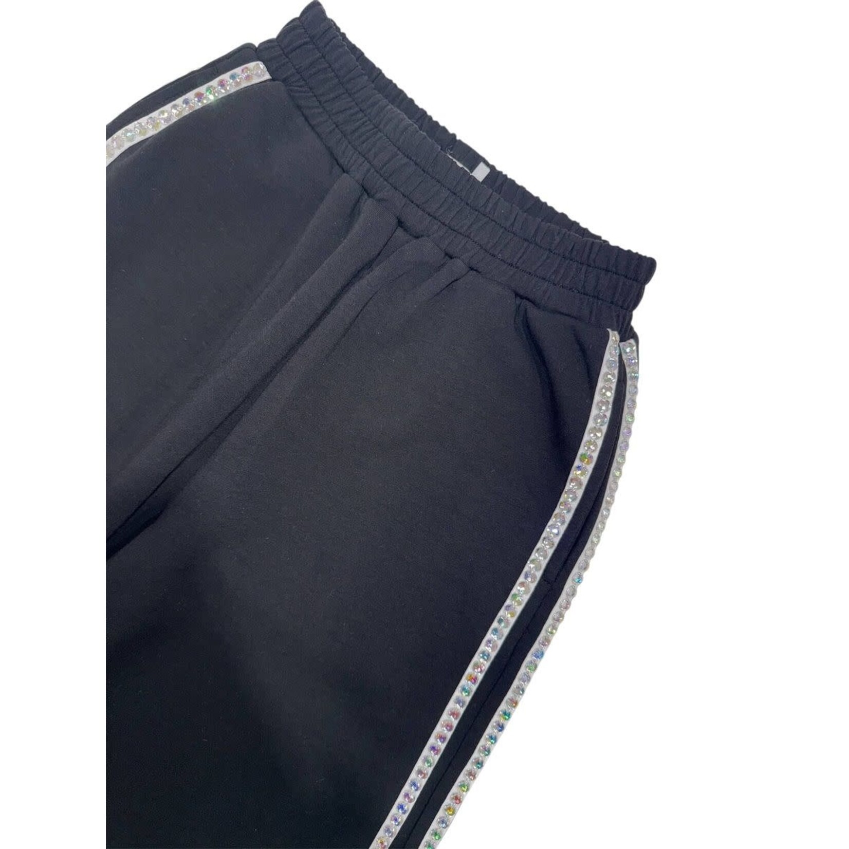 Lola & The Boys Lola & The Boys Black Gem Trim Wide Leg Track Pants
