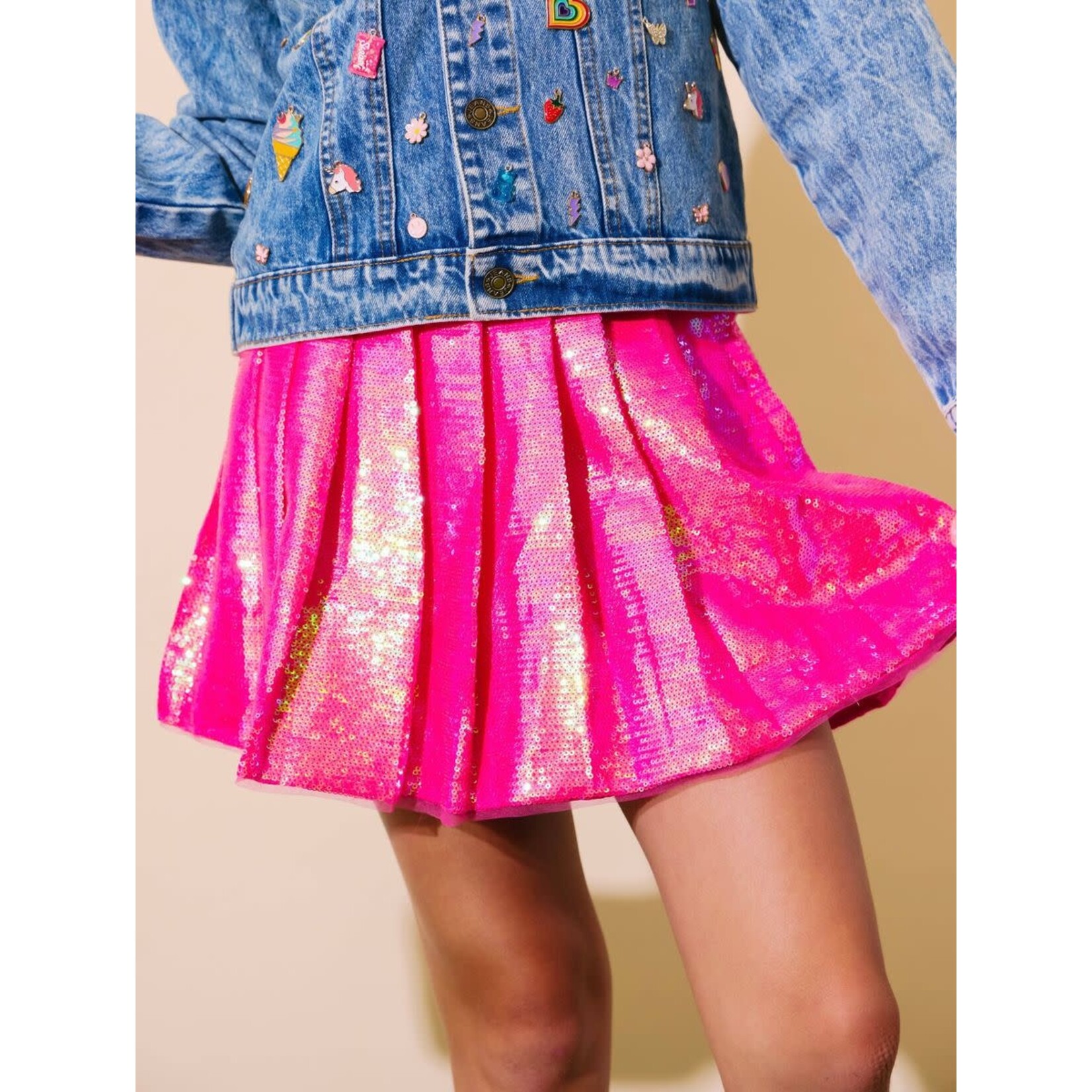 Lola & The Boys Lola & The Boys Pink Shimmer Sequin Skirt