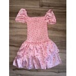 Theme Theme Lexi Pastel Pink Ditsy Satin Smocked S/S Ruffle Dress
