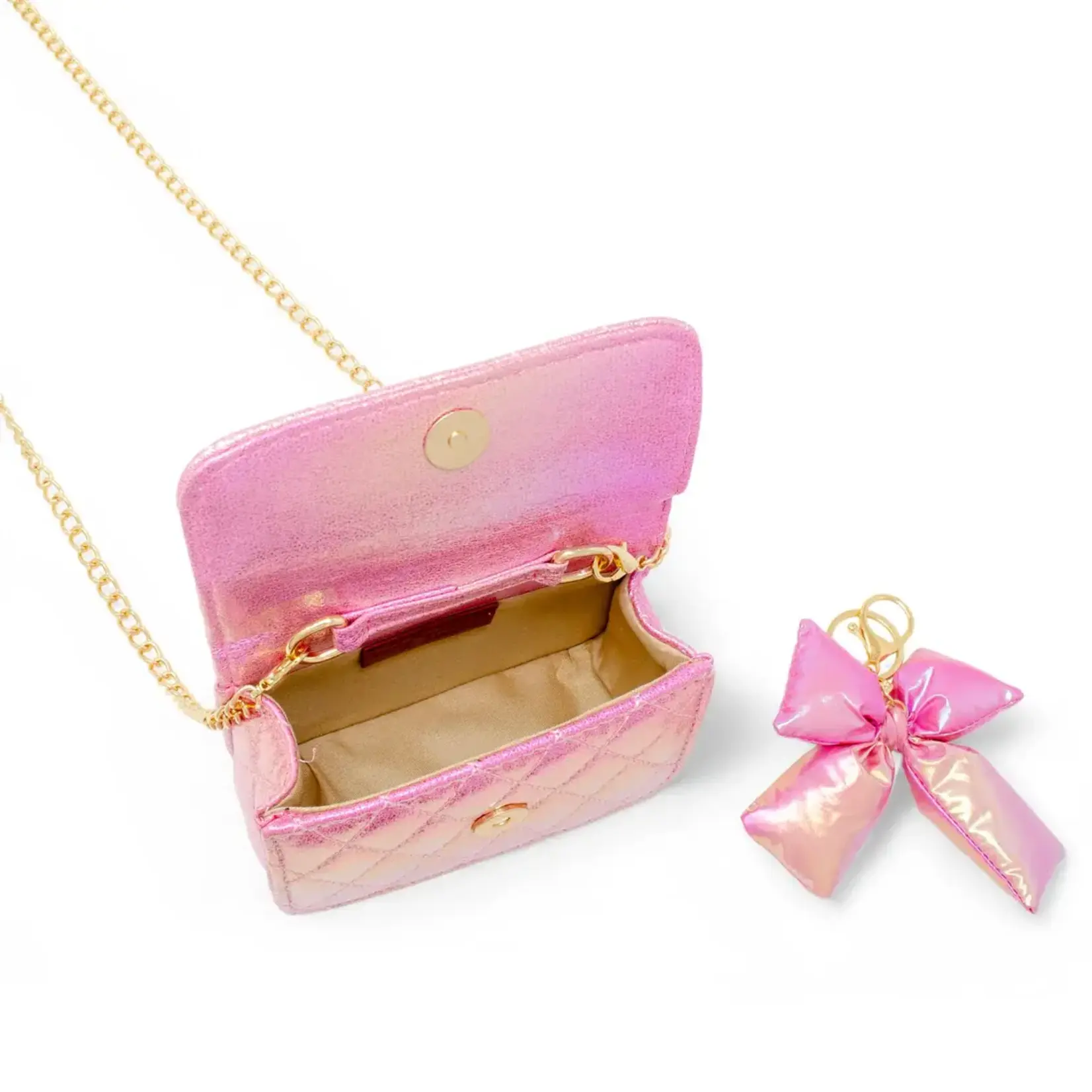 Zomi Gems Zomi Gems Shiny Quilted Fluffy Bow Handbag