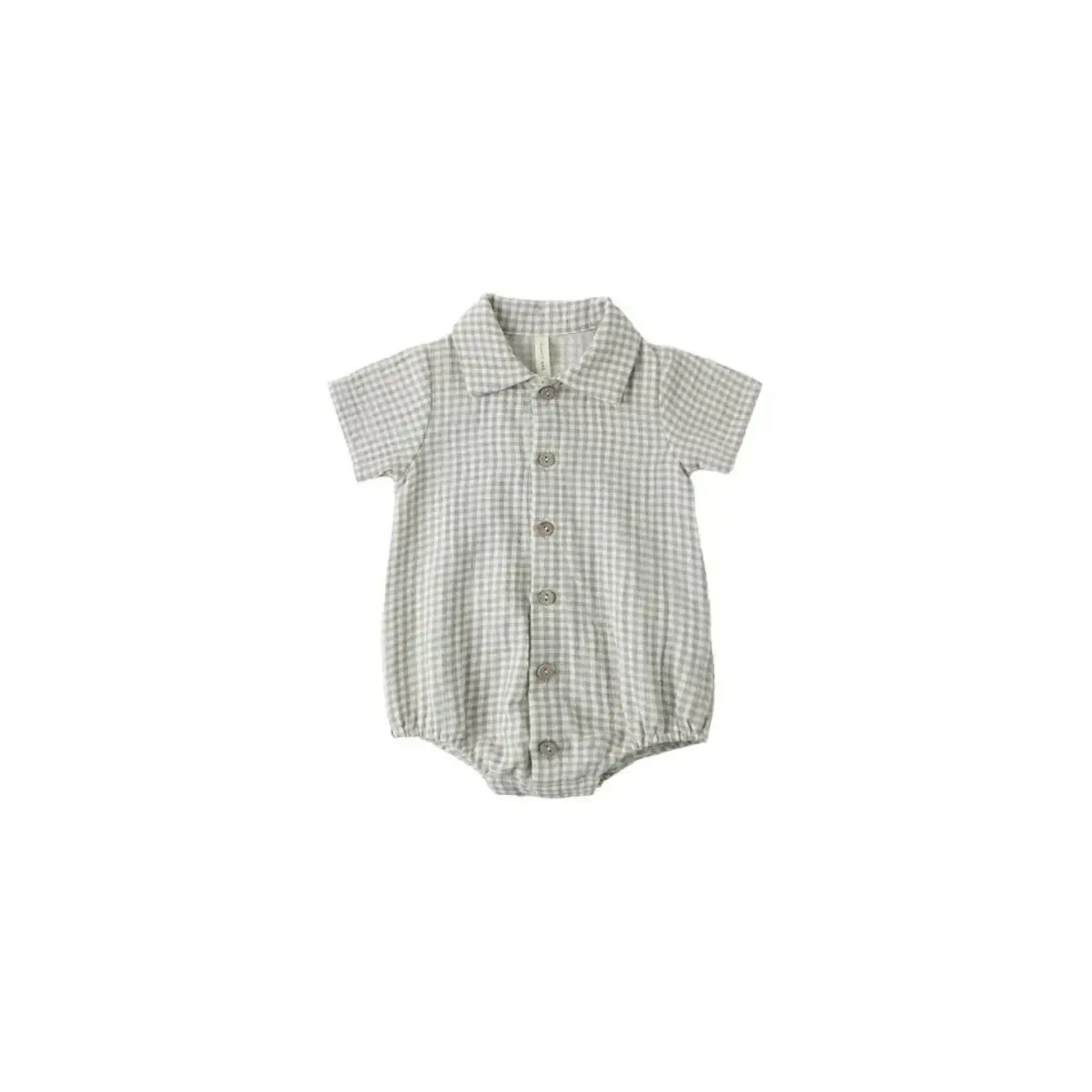 Quincy Mae Quincy Mae Sage Gingham Matteo Romper