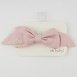 Oh Baby! Oh Baby Dusty Pink Embroidery Scarlett Bow On Clip